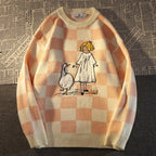 Harajuku Girl Color Block Lattice Sweater 2023