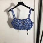 2023 New Floral Print Crop Top & High Waist Skirt