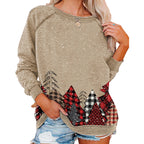 Christmas Snowflake Tree Print Long Sleeve Sweatshirt | Streetwear
