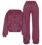 Hooded Cropped Sweatshirt And Loose Trousers | Streetwear