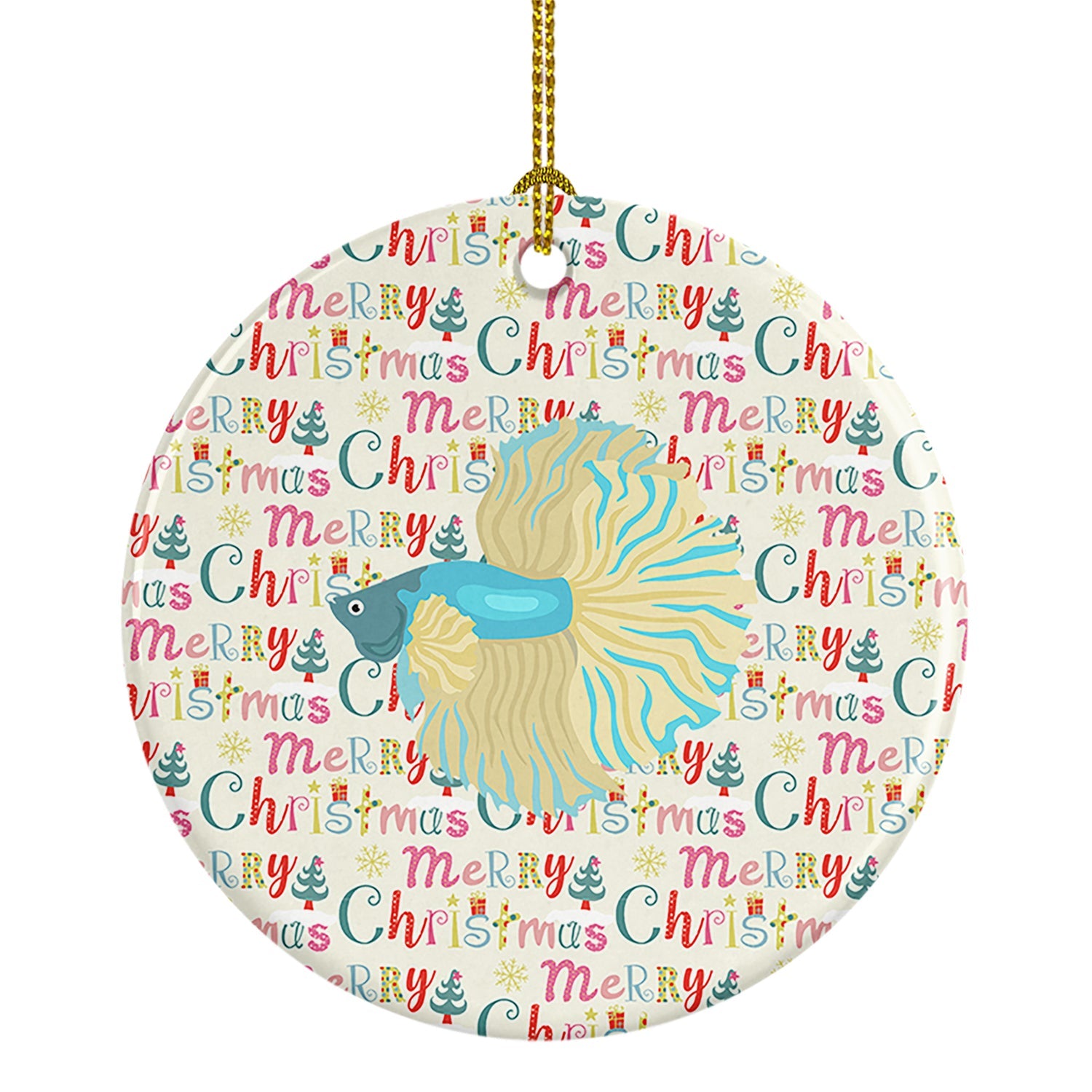 Elephant Ear Betta Christmas Ceramic Ornament