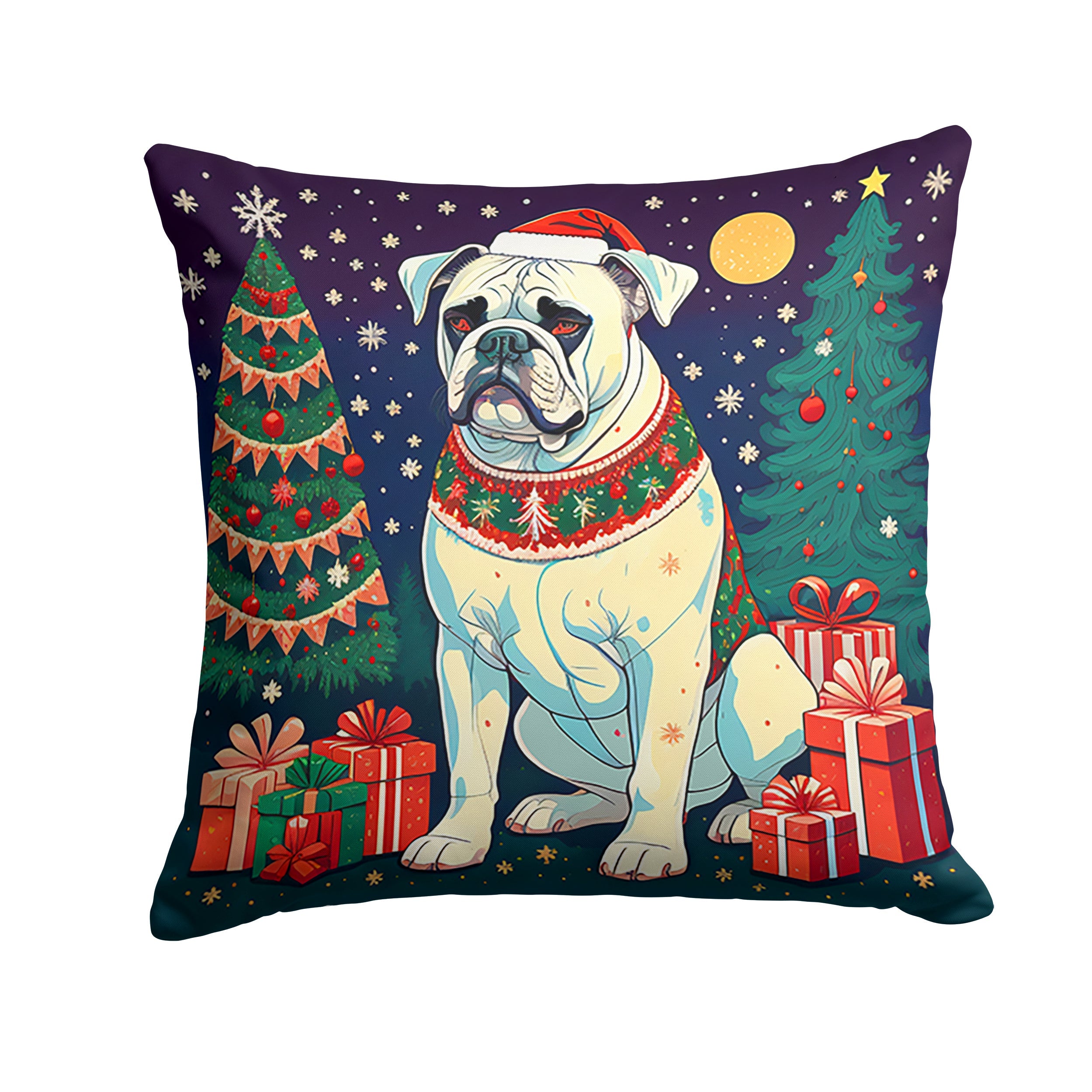 White Boxer Christmas Throw Pillow