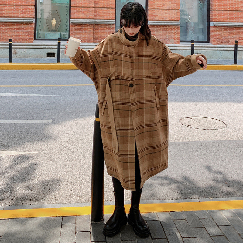 New Plaid Long Coat in European and American Style
