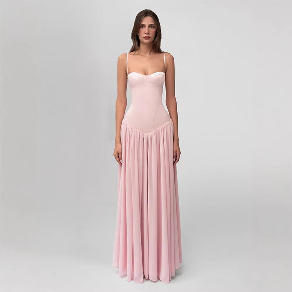 Mesh Spaghetti Strap Waist Dress