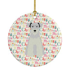 Merry Christmas Miniature Schnauzer White Ceramic Ornament