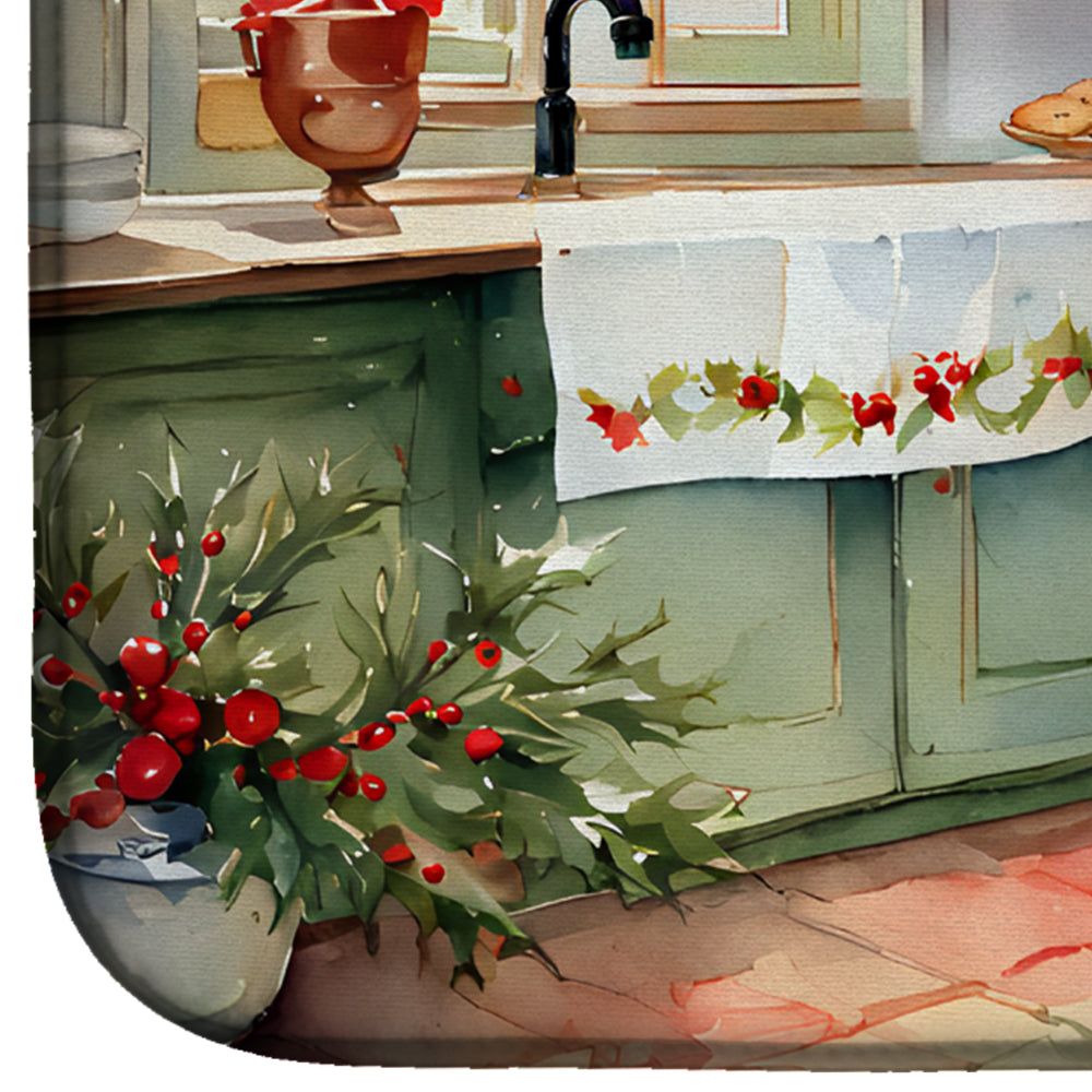 Boston Terrier Christmas Cookies Dish Drying Mat