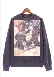 Oil Painting Style Casual Sports Pullover Sweater | Streetwear
