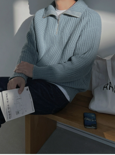 Men's Half Zip Turtleneck Sweater for Autumn & Winter