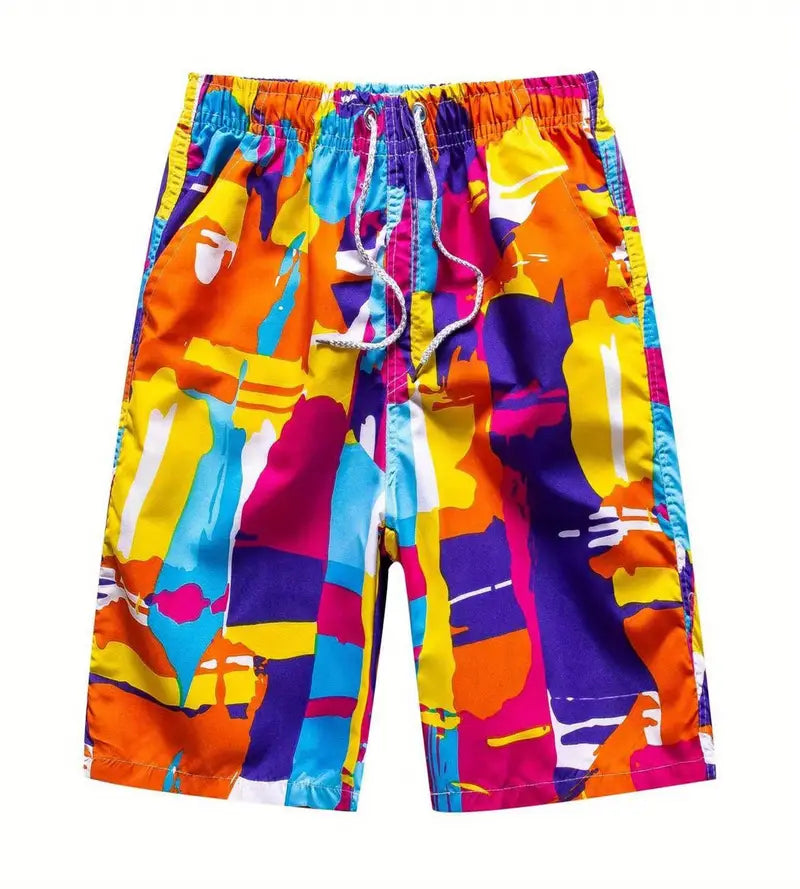 Men's Colorful Abstract Print Board Shorts