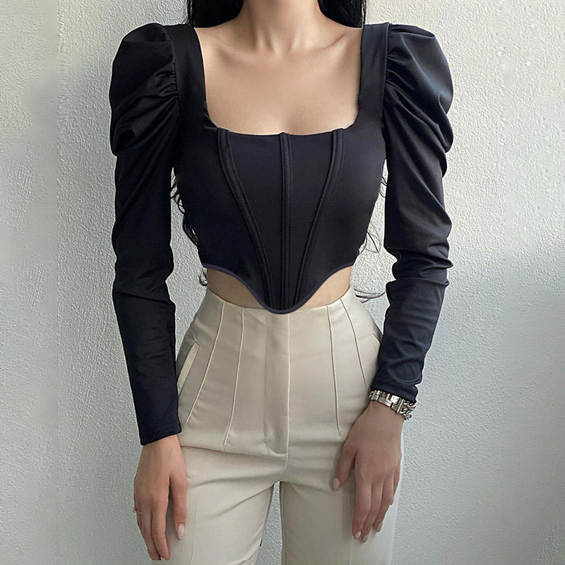 Meqeiss Women's Gray Corset Summer Streetwear Top