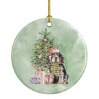 Cocker Spaniel English Black Tan Christmas Presents and Tree Ceramic Ornament