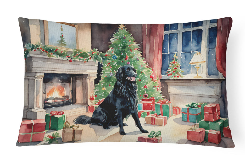 Flat-Coated Retriever Cozy Christmas Throw Pillow