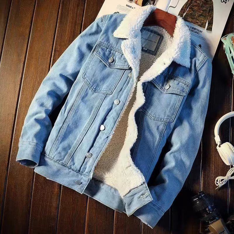 Winter Vintage Fleece Denim Jacket (Single Piece)