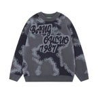 Men's Autumn Winter Camouflage Jacquard Round Neck Sweater