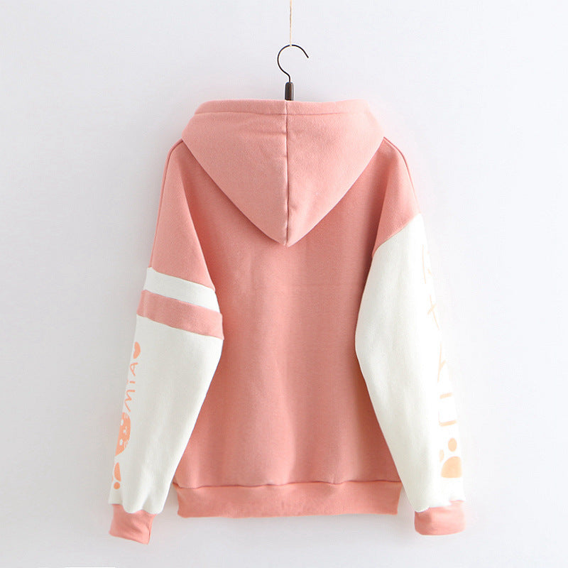 Kawaii Pink Sweater with Cat Graphic for Women