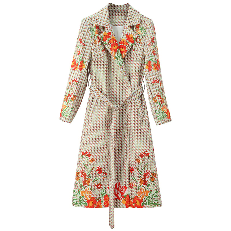 Women's Mid-Length Printed Windbreaker Jacket