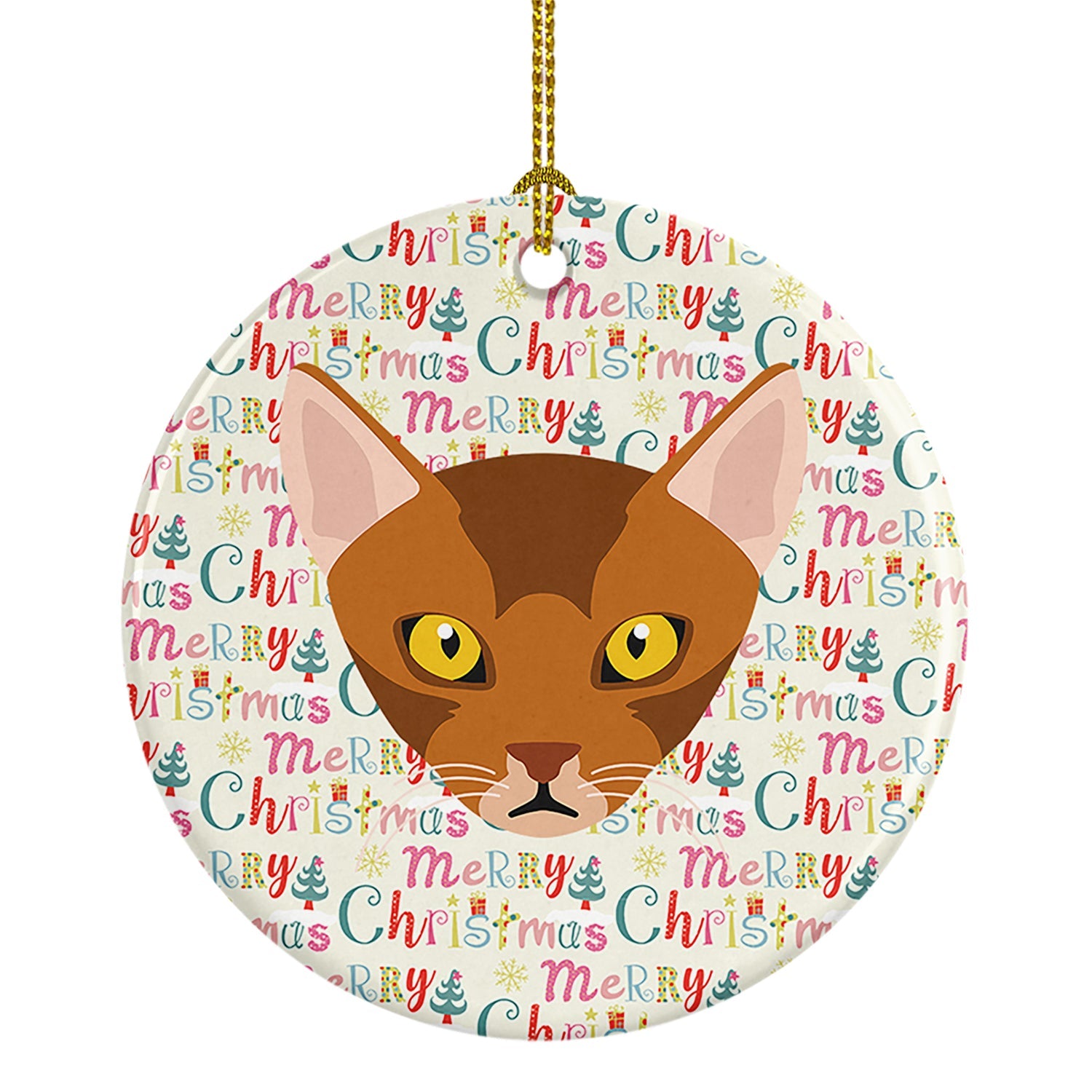 Abyssinian Cat Christmas Ceramic Ornament