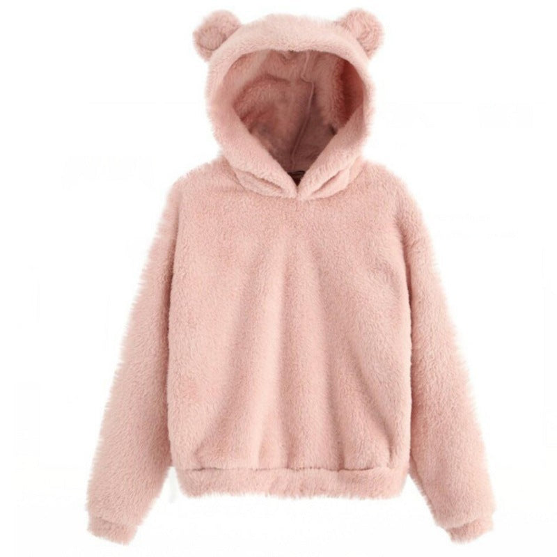 Warm and Cute Reversible Velvet Bunny Ear Hoodie | Streetwear