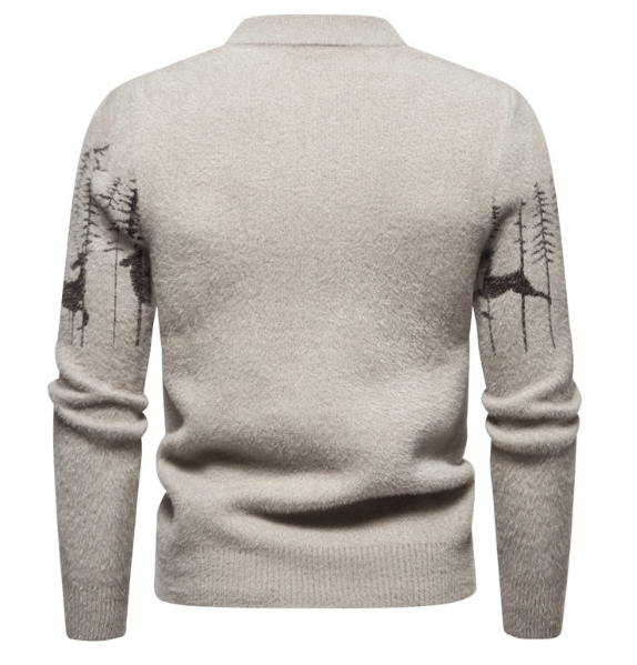 Trendy Round Neck Pullover Sweater with Christmas Deer | Streetwear