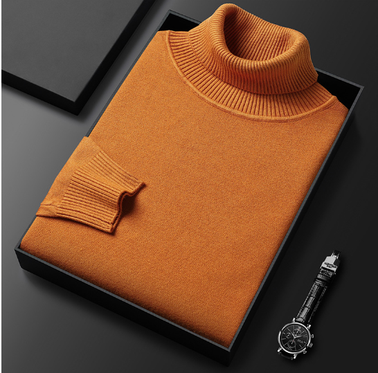 Slim-Fit Solid Color Turtleneck Pullover Sweater | Streetwear