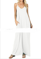Sleeveless Maxi Dress with Pockets in Solid Color