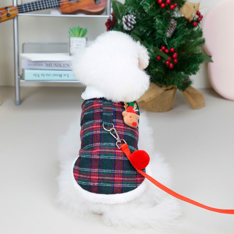 Christmas Plaid Vest for Pets - Two-Leg Cotton Clothing