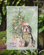 Cocker Spaniel English Black Tan Christmas Presents and Tree Garden Flag