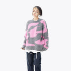 Men's Color Block Mohair Cross Slouchy Sweater