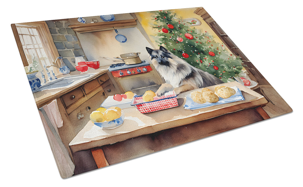 Keeshond Christmas Cookies Glass Cutting Board