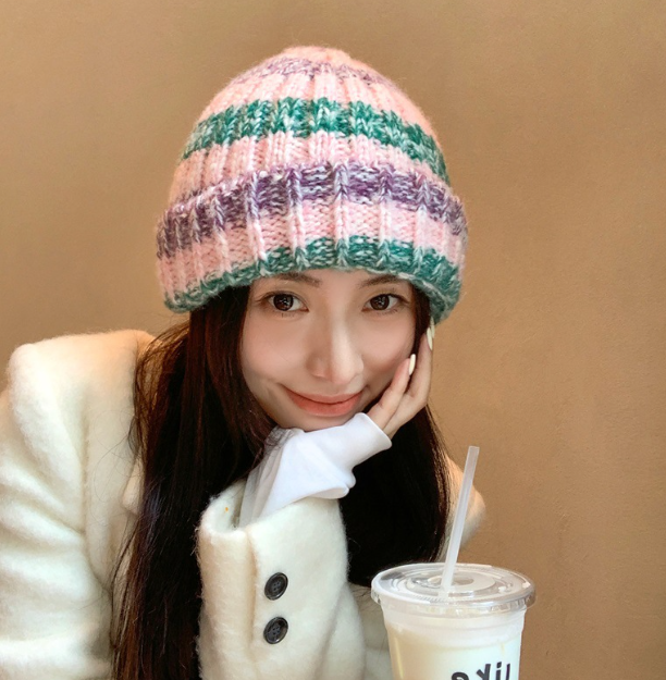 Japanese Thick Striped Wool Peplum Wrap for Warmth