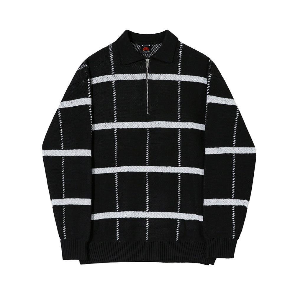 Men's Loose Fashion Knitted Plaid Sweater (Harajuku Style)
