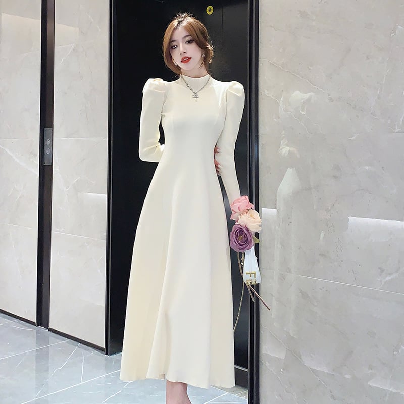 Women's Bubble Sleeve Knitted Coat Dress