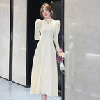 Women's Bubble Sleeve Knitted Coat Dress