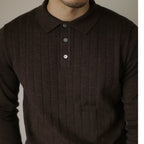 American Retro Heavy Lapel Long Sleeve Polo Sweater
