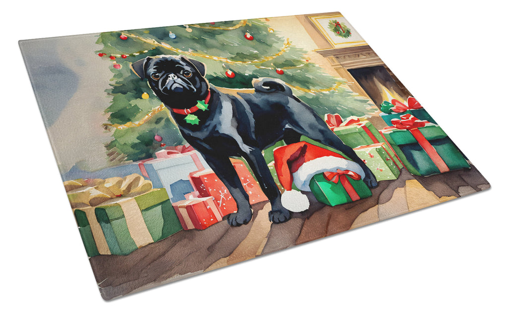 Pug Cozy Christmas Glass Cutting Board