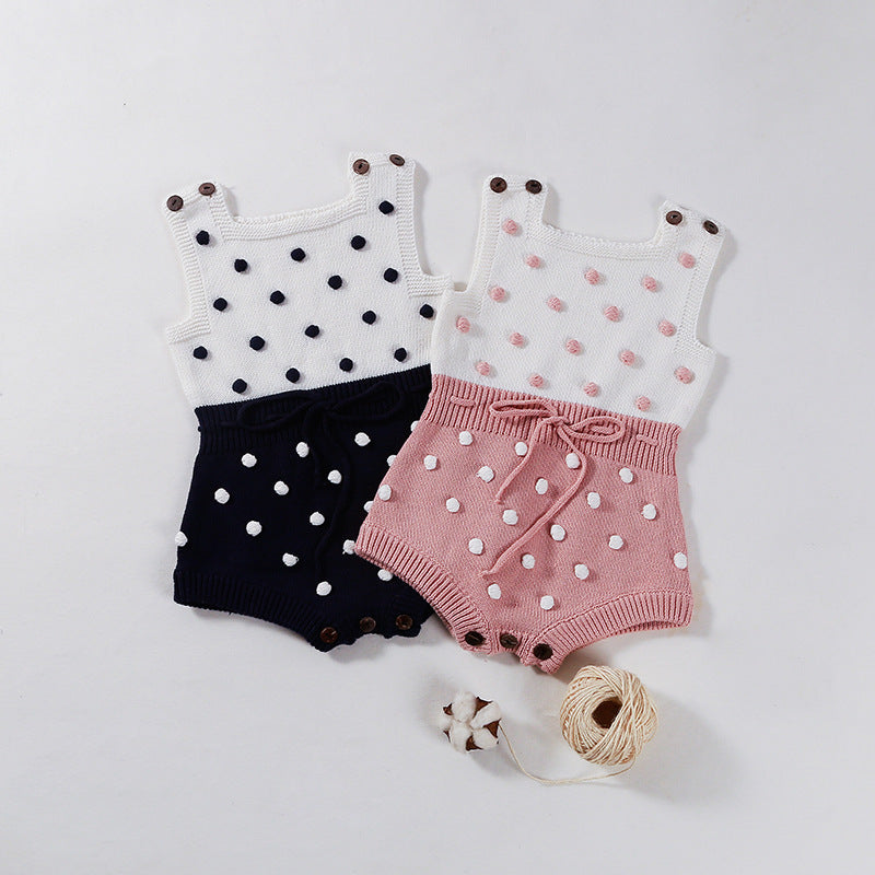 Colorful Knitted Baby Bodysuit and Crawling Outfit