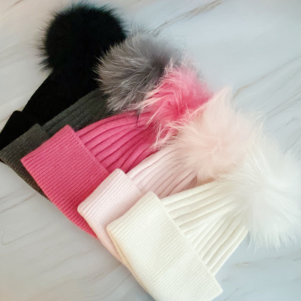Pure Angora Fur Luxe Beanie | Embroidered Cap