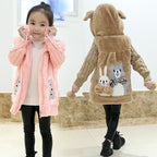 Cute Cartoon Hooded Jacket for Girls - Warm Woolen Coat