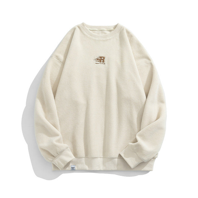 Men's Polar Fleece Round Neck Sweatshirt - Japanese Style | Streetwear