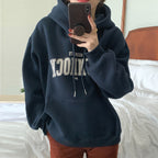 Women's Plus Size Fleece Hooded Alphabet Sweater