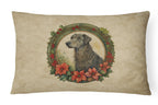 Scottish Deerhound Christmas Flowers Throw Pillow