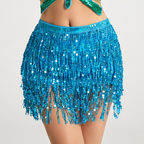 Spooky Sequins Belly Dance Hip Scarf with Tassels