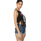Backless Fringe Print Halter Top - Summer 2019 Trend