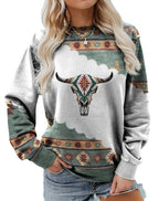 Women's Long Sleeve Printed Crew Neck Pullover Sweatshirt | Streetwear