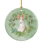 Ibizan Hound Sitting Proud Christmas Wreath Ceramic Ornament