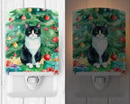Chantilly Tiffany Cat By the Christmas Tree Ceramic Night Light