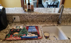 Pekingese Cozy Christmas Dish Drying Mat