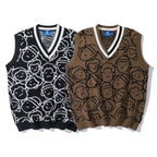 Men's Knit Sleeveless Sweater with Couple Print