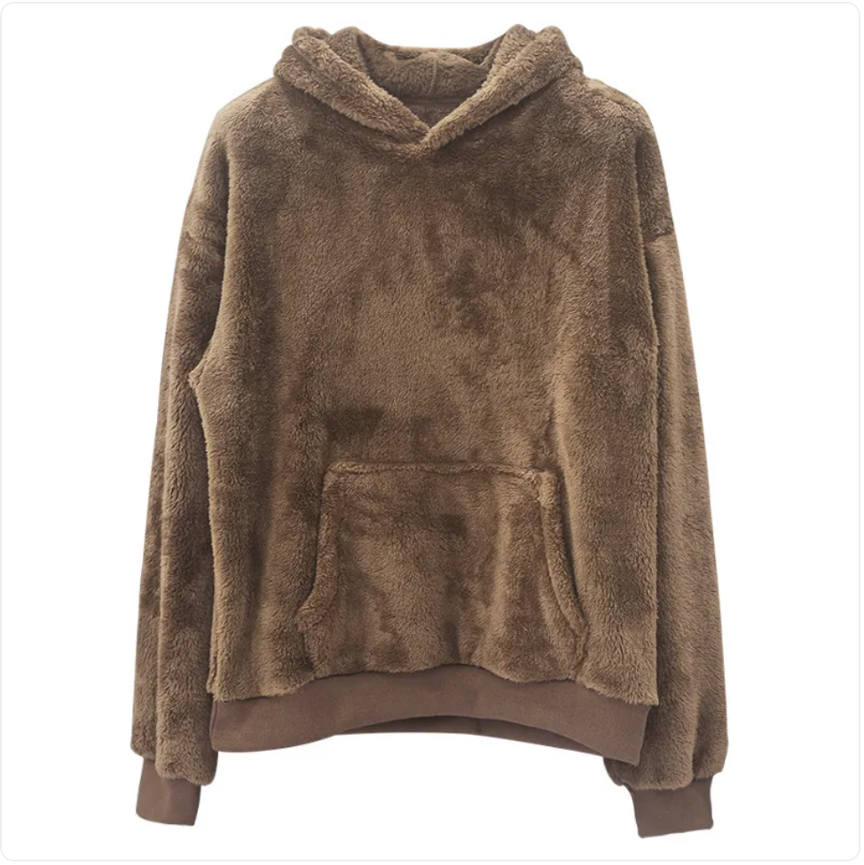 Men's Velvet Hooded Sweatshirt - Plush & Reversible with Pockets | Streetwear