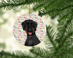 Doodle Black and Tan Christmas Ceramic Ornament